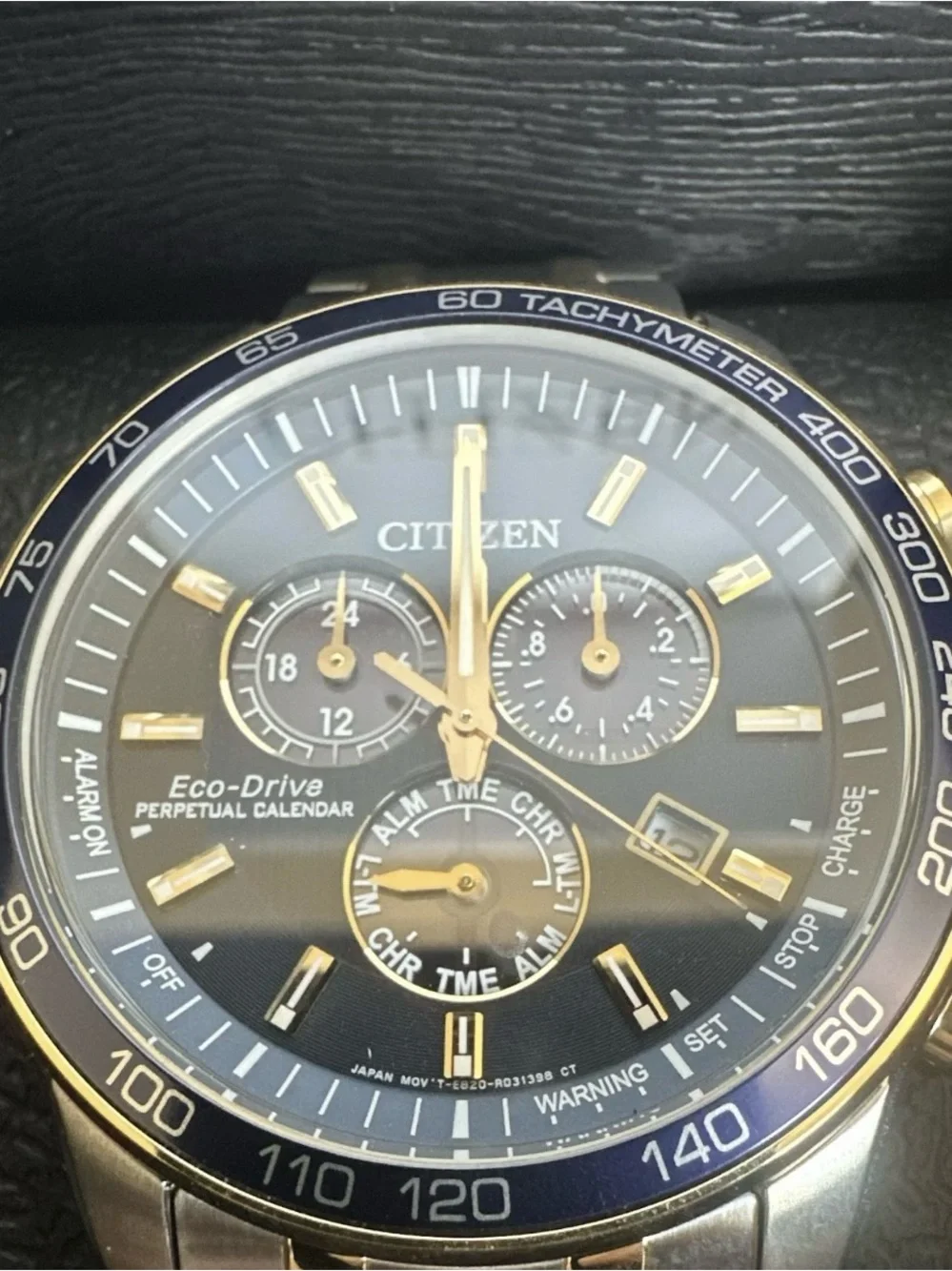 CitizenTwo-Tone Silver and Gold Men's Chronograph Watch with Black Dial